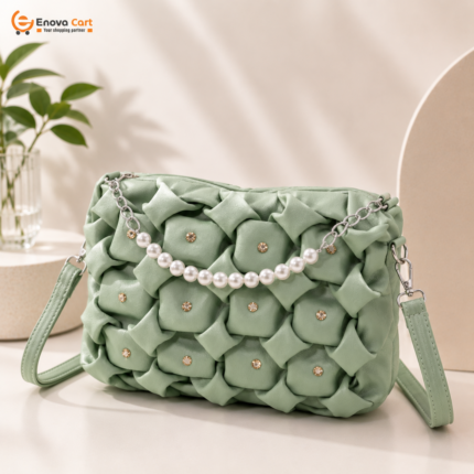 light green woven puffed shoulder bag with pearl chain price in bangladesh enova cart