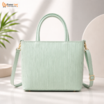 Premium Mint Green Stylish Handbag for Ladies with Bow Charm & Long Strap - Image 2