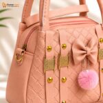 Elegant Structured Tote Handbag - Pink Quilted Design - Image 2