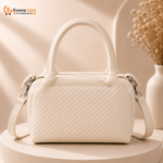 off white premium top handle satchel bag side view