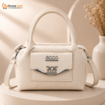off white premium top handle satchel bag side view