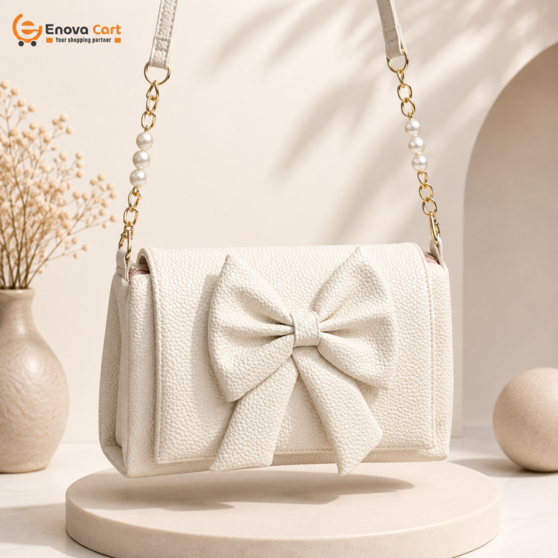 off white pebble textured leather bow flap crossbody bag with pearl chain price in bangladesh enova cart