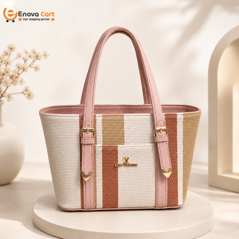 woven canvas pink leather striped ladies tote bag price in bangladesh enova cart